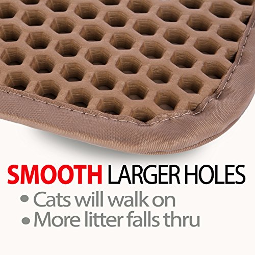 Jumbo Size Cat Litter Trapper By Iprimio - Litter Mat, Ez Clean Cat Mat, Litter Box Mat Water Proof Layer And Puppy Pad Option. Patented (32"X30" Brown) #TOP4