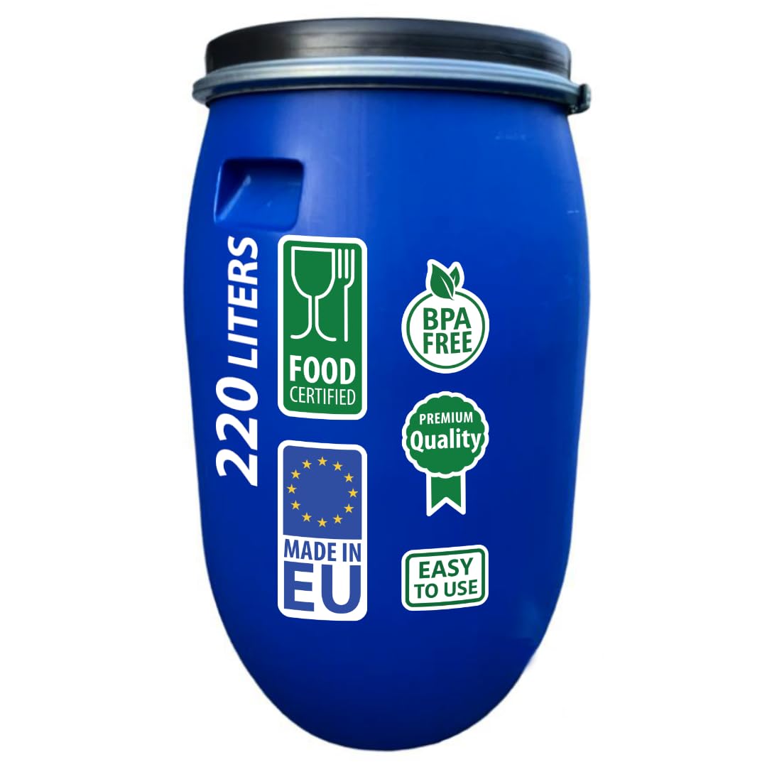 B220 C Tonneau avec Cercle, diamètre – 58 cm, contenance – 220 Litre, Bleu