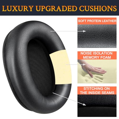 SOULWIT Earpads para Sony WH-CH710N/CH720N - Negro | para auriculares inalámbricos WH-CH710N(WHCH710N)/WH-CH720N(WHCH720N) miniatura 4