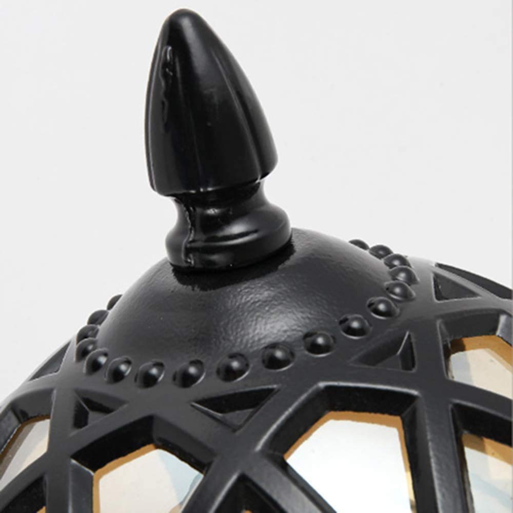 Retro Außenlampe Schwarz Rund Wandlampe Wasserdicht IP54 Aluminiumguss und Glasschirm Aussenleuchte E27 Gartenlampe Hauseingang Terrassen Balkon Flur Außen-Wandleuchte (Schwarz 17.5 * 18 * 31cm)