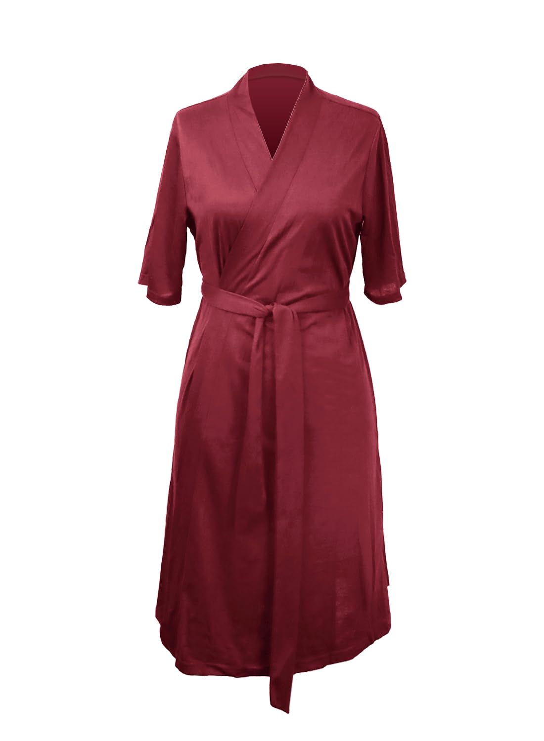 Rayson Peignoir Femme Court Luxueux Kimono Robes de Chambre en Coton Col V Courte à Manches Courtes Peignoir de Bain avec Ceinture S-XL