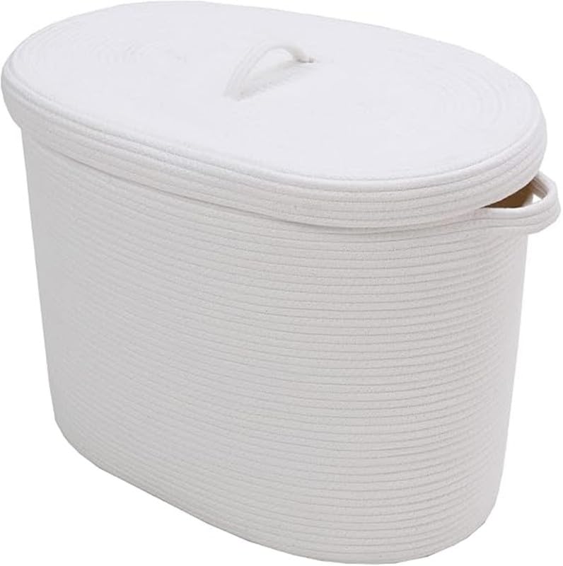 18"x12"x14" Rectangular Extra Large Storage Basket With Lid, Large Cotton Rope Storage Basket, Woven Laundry Hamper, Cloth Storage Bin, for Clothes Towels Blankets in Living Room.(All White) (B0DGTK9JNJ) Amazon Price History, Amazon Price Tracker