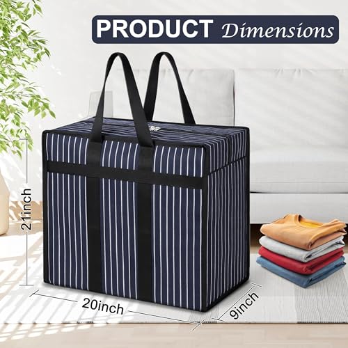 Image of Match Made 4PK Extra Large Heavy Duty Canvas Storage Organizer Bag with Zip | Multipurpose Jhola Thaila with Strong Handles & Base for Home Storage, Travel, Laundry & Wardrobe - Black