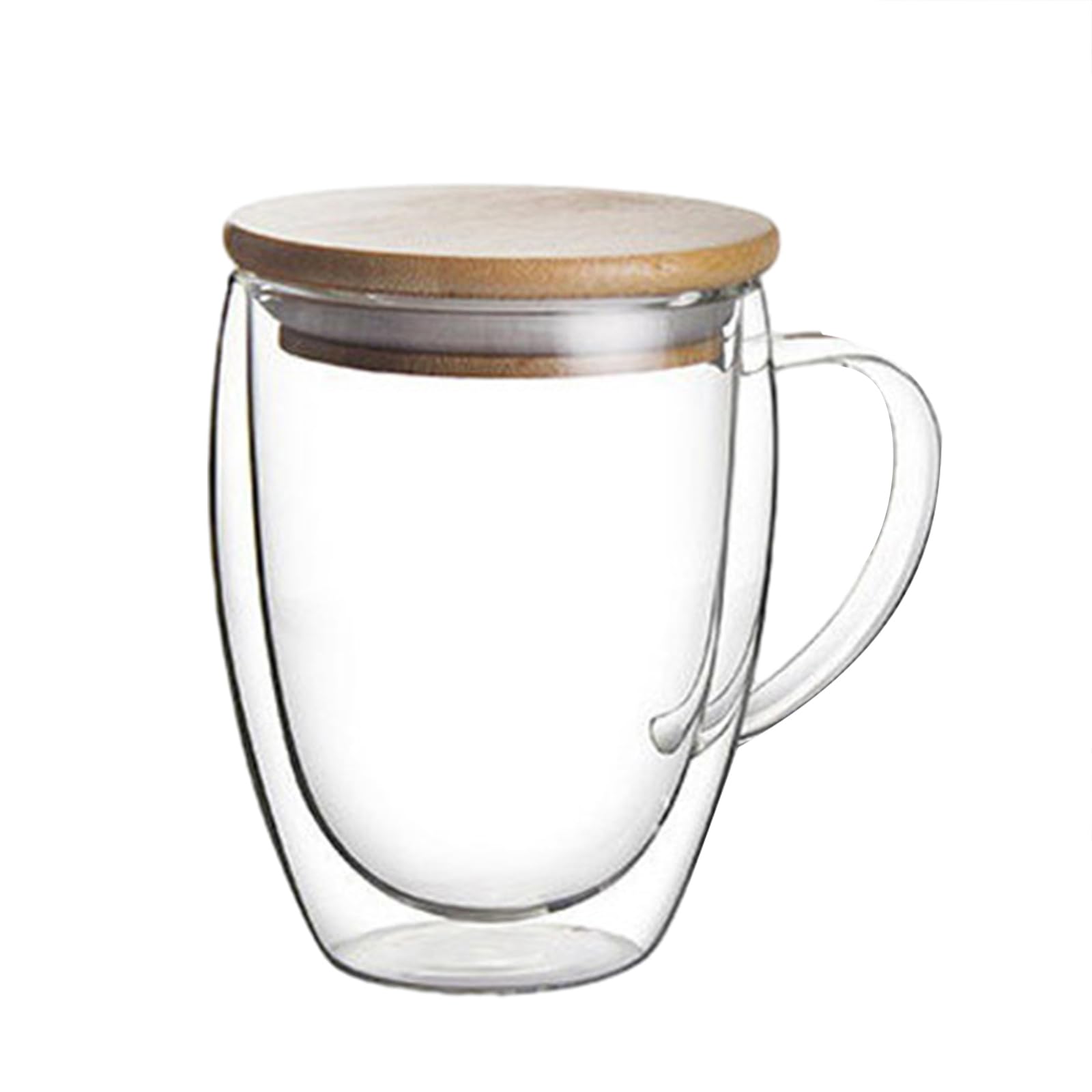 soulnioi Coffee Glass Set in 2,350ml Glass Coffee Mugs with Bamboo Lids,Double Walled Glass Coffee Cups,for Tea, Espresso,Juice for Cafe&Office&Home Coffee Glass