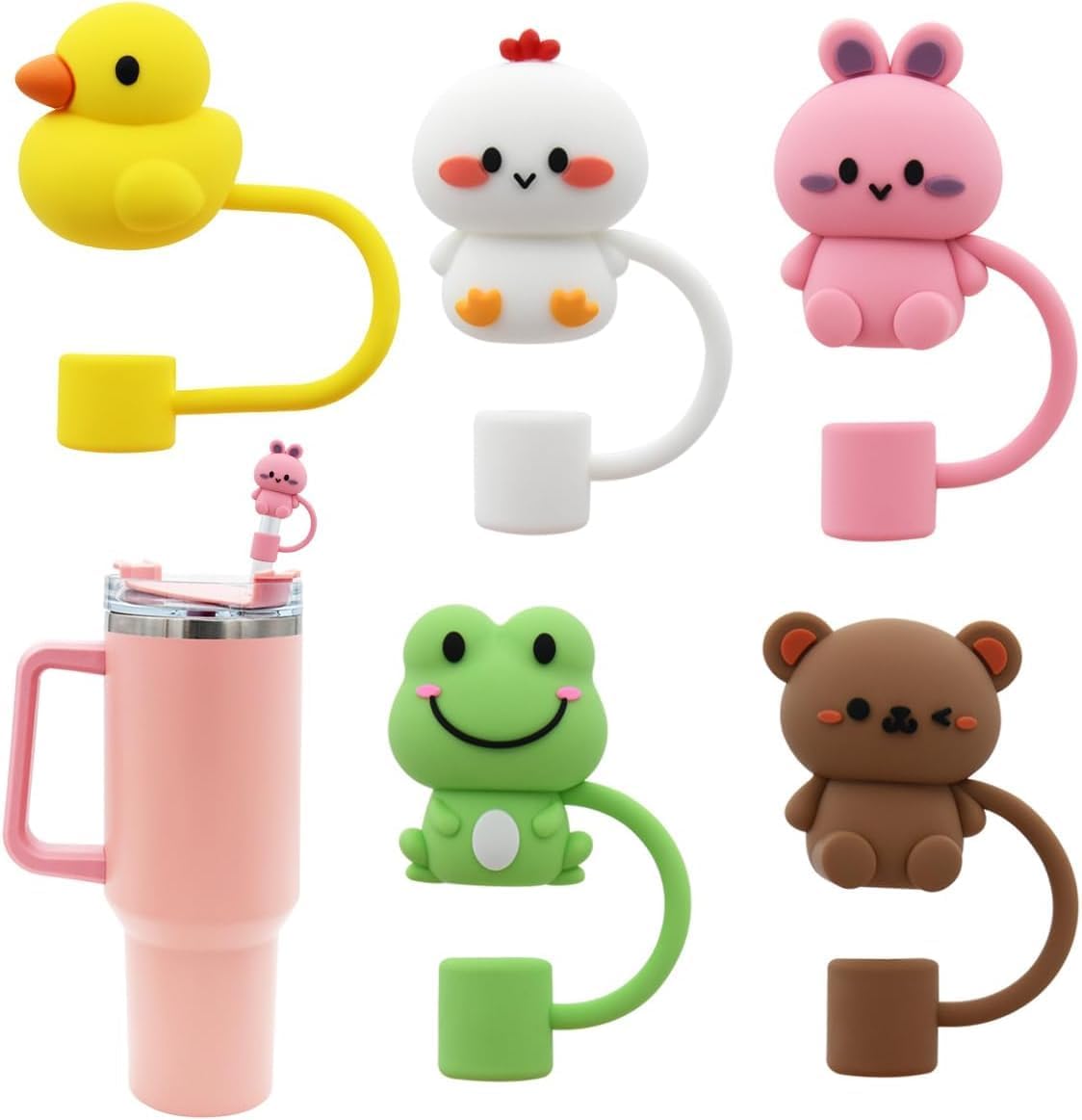 Zhihongfeng Straw Cover Cap for Stanley Cup,Silicone Straw Topper Compatible with 30&40 Oz Tumbler with Handle,10mm 0.4in Dust-Proof Reusable Straw Tips Lids