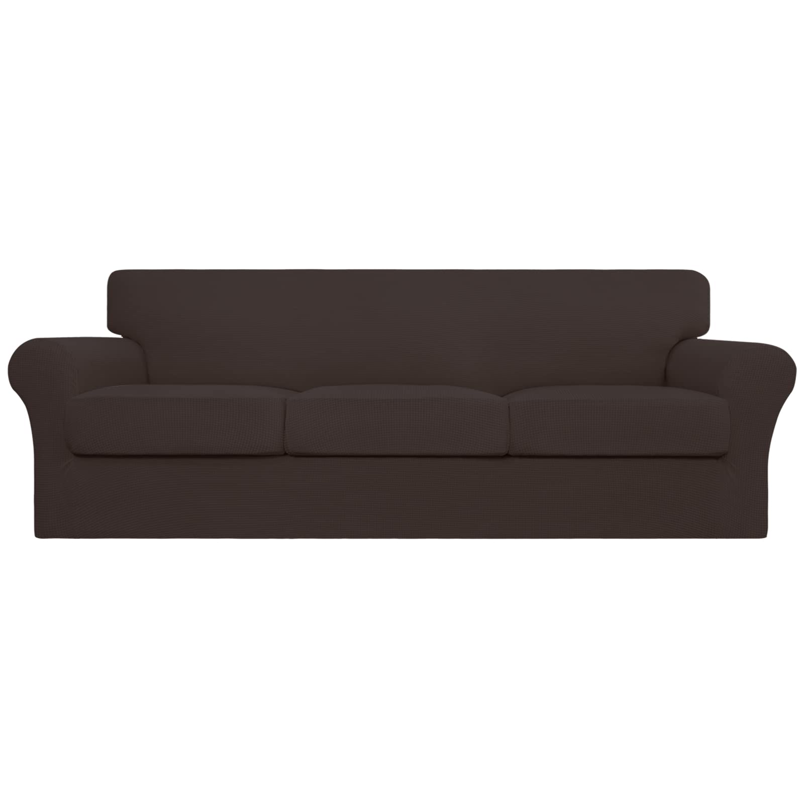 Easy-Going 4 Stück Stretch-Couchbezug in Übergröße, Sofabezug für Hunde, waschbar, Sofabezug für 3 Separate Kissen, Couch, Elastan, Möbelschutz für Haustiere, Kinder (Schokolade, übergroßes Sofa)