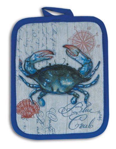 4 Piece Blue Crab Crabfest Kitchen Set - 2 Terry Towels, Oven Mitt, Potholder - Thumbnail 2