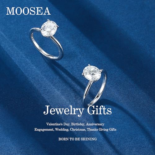 MOOSEA 2ct Oval Moissanite Rings for Women, D Color VVS1 Clarity Lab Created Ring 14K White Gold Filled 4 Claw Moissanite Engagement Rings for Women Wedding Rings Anniversary Jewelry Gifts2