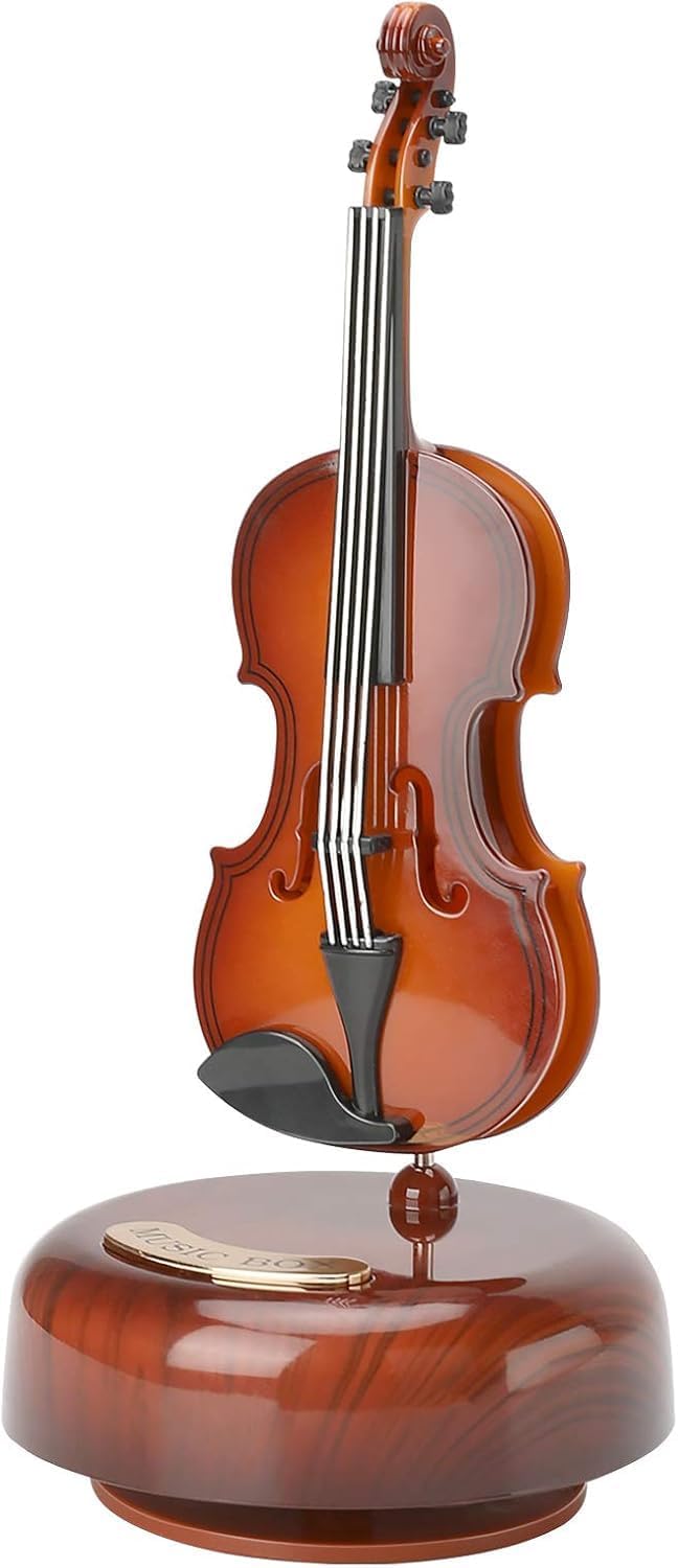 MIJILIX Rotating Guitar Music Box | Classical Rotating Music Box Handicraft Guitar Model Ornaments for Living Room, Office, Bedroom | Mini Base No Battery Required for Music Box-image-33