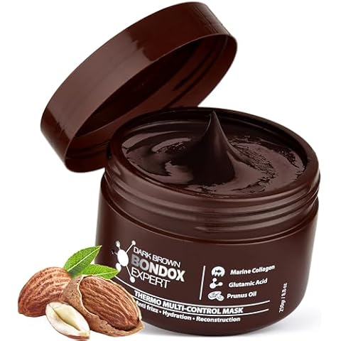 Hair Treatment Mask Damaged Dark Brown Color BONDOX 8.8oz | Color Depositing Mask with Almond Oil | Marine Seaweed Collagen | Formaldehyde-Free | Enhances Elasticity, Flexibility, Softness & Moisture Cover