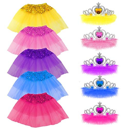 baotongle 10 Stücke Mädchen Prinzessin Tüllrock Pailletten Rock Krone Dress up Zubehör Dress-up Tüll Tutu Röcke Party Gastgeschenke