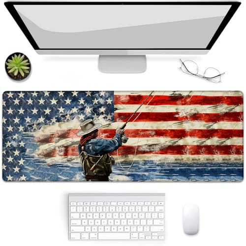 Tapis de souris de jeu antidérapant motif drapeau américain pour PC