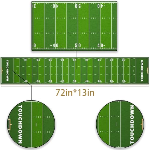 Pudodo Football Field Table Runner Touchdown Game Day Tablecloth Football Theme Birthday Party Kitchen Dining Home Decoration (13" x 72") - Image 7