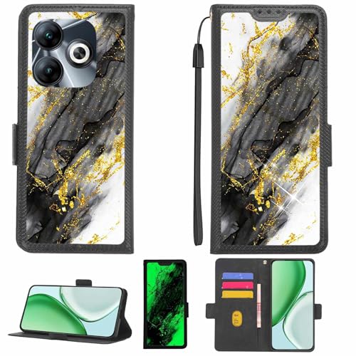 Aroepurt Case Compatible for Philips S6210 Phone Case Flip Cover [with Tempered Glass Screen Protector][RFID Blocking][Gold Glitter+Luminous] LPT-HDL