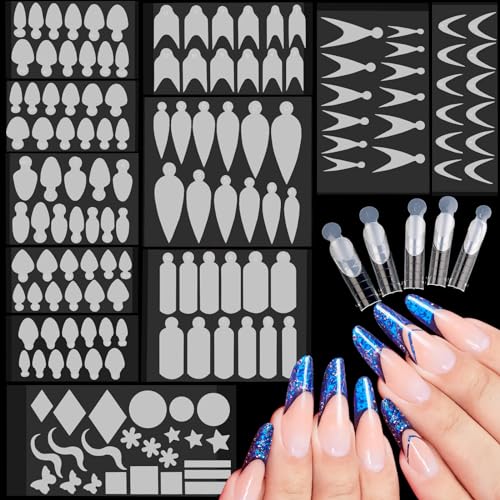 EBANKU 144 PCS French Nail Forms Sticker, Pegatinas de Silicona con Punta Francesa para Uñas, Pegatinas de Manicura Francesa para Formas de Uñas para Manicura de Salón en Casa