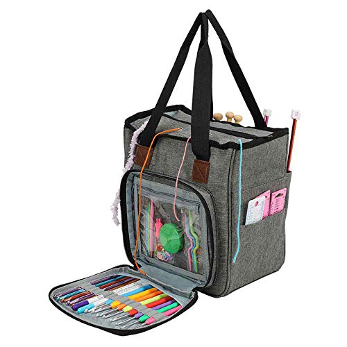 Tooloflife Organizer per lavoro a maglia, borsa portatile per riporre i filati, grigio