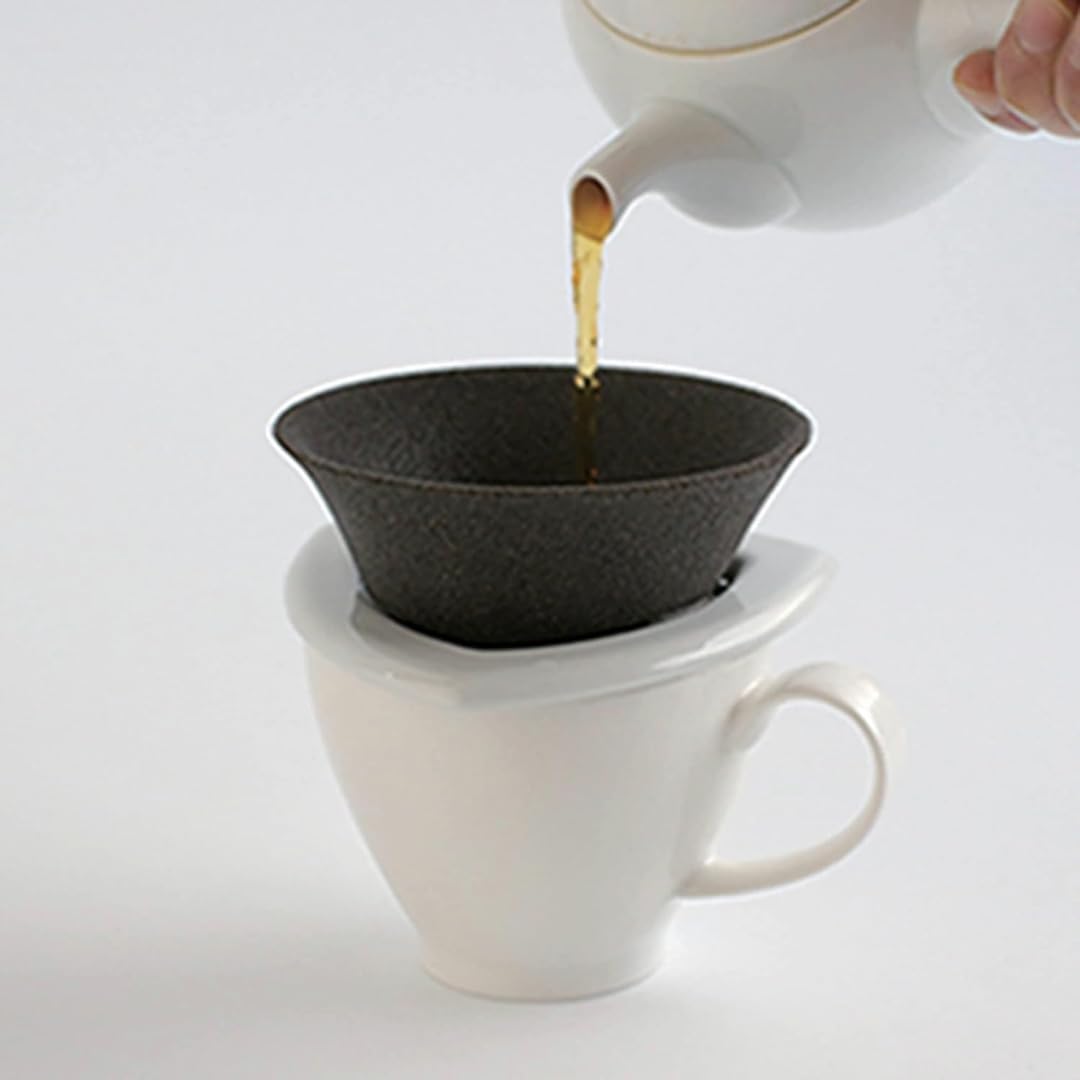 COFIL Japanischer Keramik-Kaffeefilter, hergestellt in Japan, wiederverwendbarer Tropfer, weißer Halter
