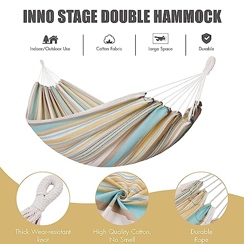 Image of INNO STAGE 2 Persons Hammock - Brazilian Double, Portable Camping Bed for Patio, Backyard, Porch, Outdoor & Indoor Use - Soft Cotton with Carrying Bag