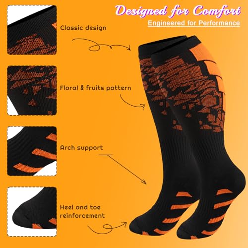 Image of Plus Size Compression Socks for Women & Men 4 Pairs, Wide Calf Extra Large 20-30 mmHg Knee High Support Socks for Travel, Running, Nurse