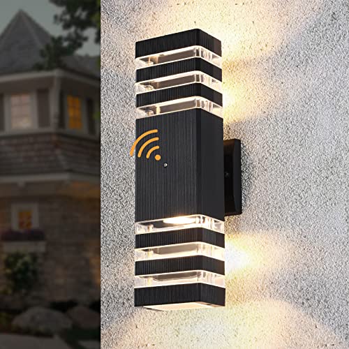TEBLAMPUE Dusk to Dawn Led Outdoor Lighting, Front Porch Exterior Light Fixture, Anti-Rust Matte Black Up and Down Outdoor Lights for House Garage Front Door