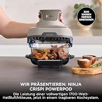 Ninja CRISPi Tragbare Air Fryer Heißluftfritteuse, 3,8 l, 4-in-1: Heißluftfrittieren, Braten, Warmhalten, Recrisp, 6 Portionen, 2 Herausnehmbare Glasbehälter & Deckel, 1700 W, Stone Gold FN101EUSTGD – Ansicht 6