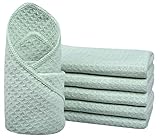 Sinland Microfiber Waffle Weave Washcloths Facial Cloths Dish Cloths Dishcloths Sets 6 Pack 12Inchx12Inch Light Jade