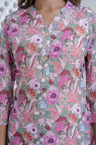 Image of Yashika Women Trendy Printed Cotton Blend Straight Kurta and Palazzo Set