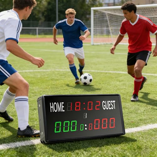 Marcador digital de fútbol LED con temporizador y control remoto miniatura 3