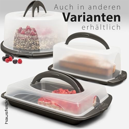 Hausfelder Transportbox groß rechteckig aus Kunststoff mit Deckel, Kuchen Transportbox für Blechkuchen XXL 30x44x9cm, Kuchenbehälter Kuchencontainer mit Deckel
