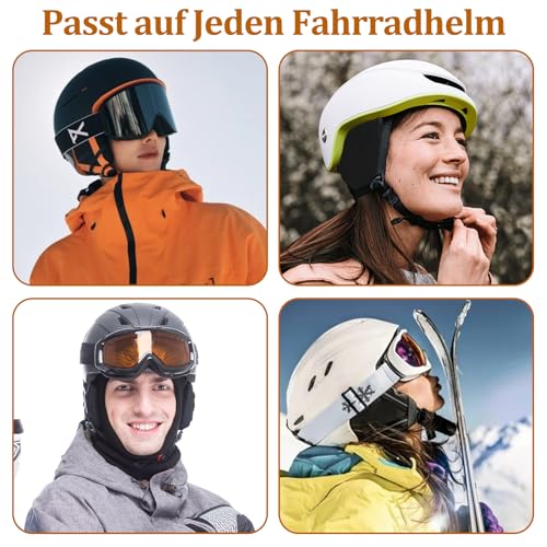 KEORHEZ 2 Paar Ohrenwärmer Fahrradhelm Mit Gefüttert, Schwarz Windfree Ohrenschützer, Abnehmbare Ohrenschützer Fahrrad, Weich An Den Ohren, Wind Und Kältebeständig, Passt Auf Alle Helme