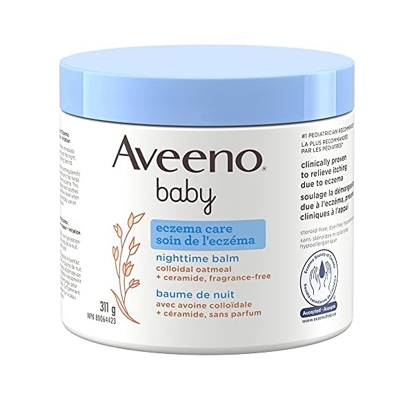 Aveeno Baby Eczema Care Nighttime Balm – With Soothing Colloidal Oat & Ceramide for Dry, Itchy Skin – Gentle Bedtime Eczema Care product Helps Strengthen Natural Moisture Barrier – Fragrance-Free 311g