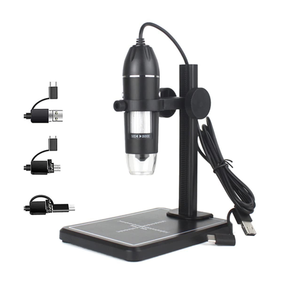 asdchZen Microscope Accessories Kit Slide Preparation Camer 1600X Digital Microscope Camera 3In1 Type-C Usb Portable Electronic Microscope For Led Magnifier Microscope Accessories