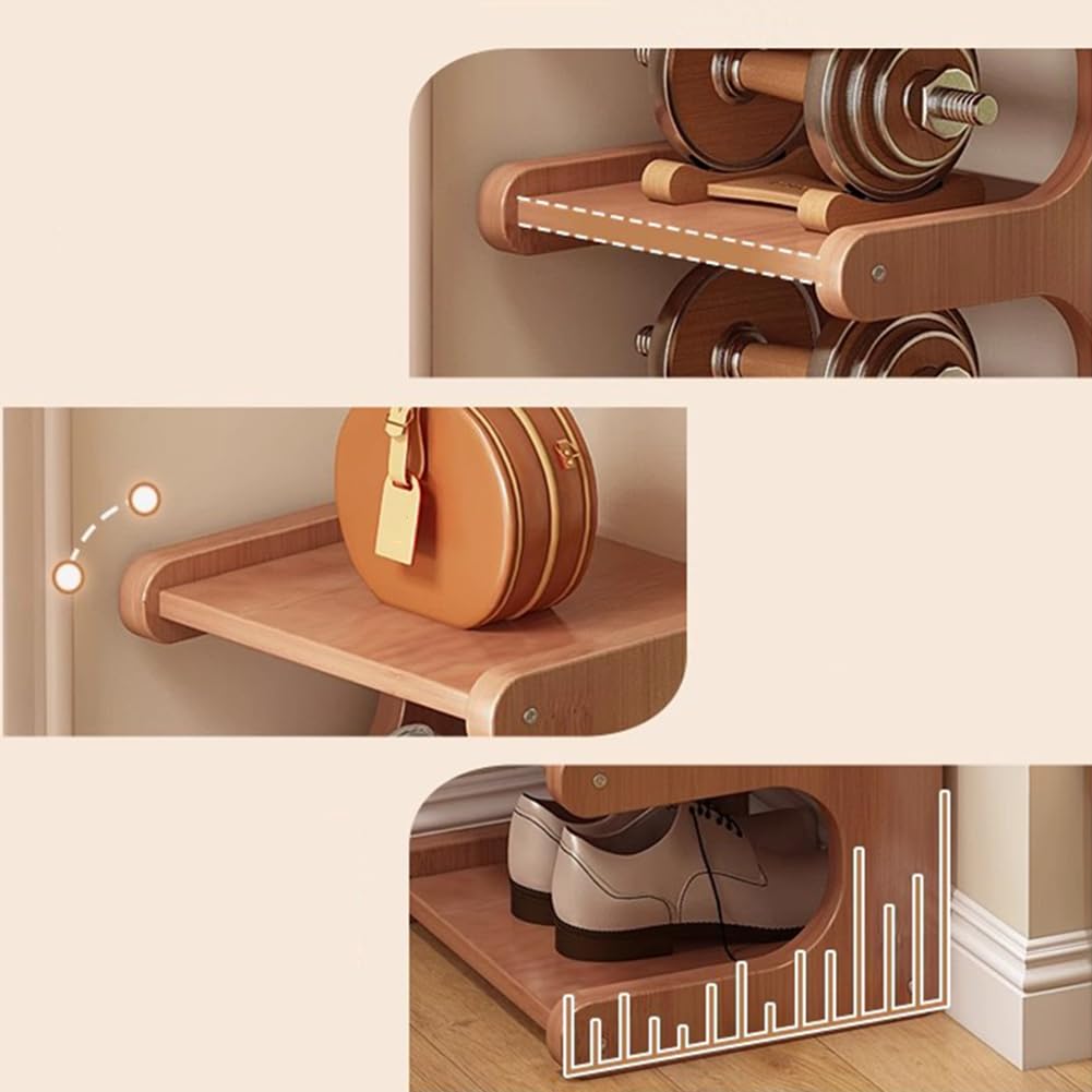 Zapatero de bambú de 8 niveles para armario, estante marrón multifuncional con conectores de cierre de tornillo, 30 x 20 x 117 cm, ideal para niños pequeños