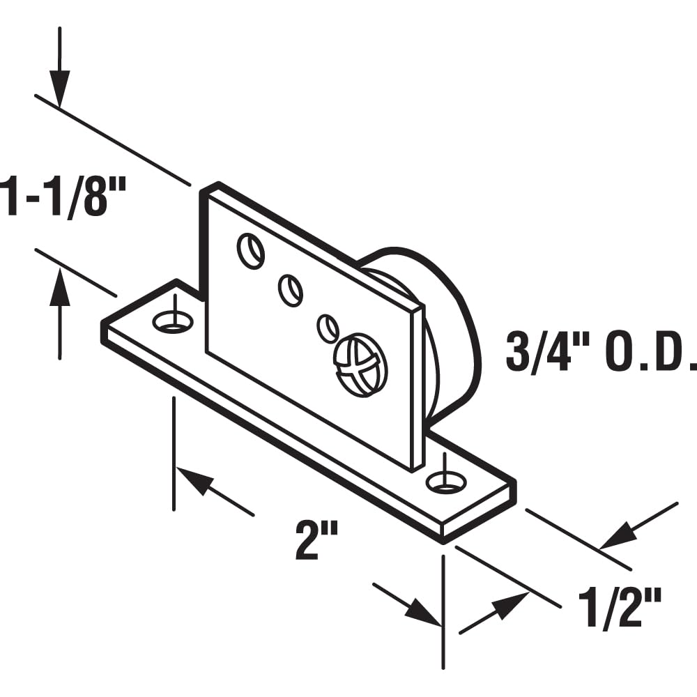 Prime-Line M 6034 okrągła rolka do drzwi prysznicowych i wspornik, 3/4" (2-pak)