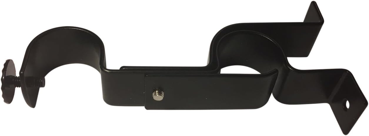 TEJATAN Double Curtain Rod Brackets (Set of 3, Black)
