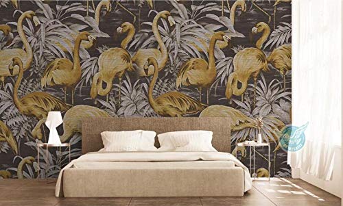 Papier peint flamant doré pour couvrir un mur abîmé 250x175 - 4