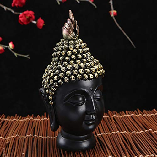 NICEXMAS Estátua da Cabeça de Buda Meditando Asiático Zen Interno Estátua Religiosa Colecionável Est