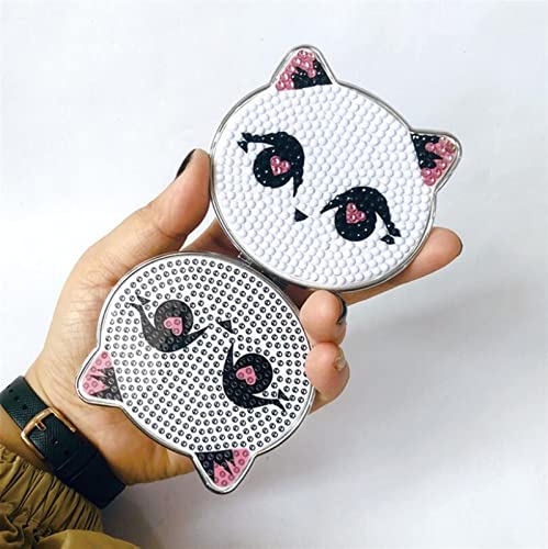 Zhengbo New Mini Makeup Mirror Diy Special Shaped Cartoon Animal Diamond Painting Ultra-Thin Makeup Mirror Double-Sided Drill (Color : 2, Size : 7.5X8Cm) #TOP13