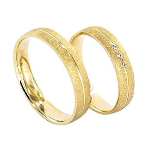 Gouden trouwringen verlovingsringen in 333 goud trouwringen geelgoud 4 mm breedte * Gratis zirkonia, gravure & etui *