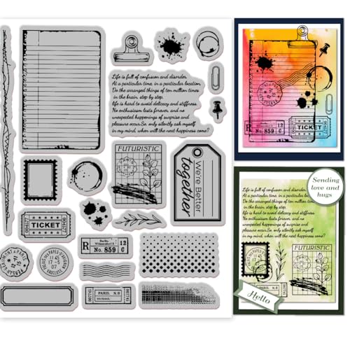 GLOBLELAND Vintage Postcard Background Cling Rubber Stamp 7.09x8.66inch Labels EVA Stamps Embossing Stamp Seal for DIY Scrapbooking and Card Making Paper Craft Decor