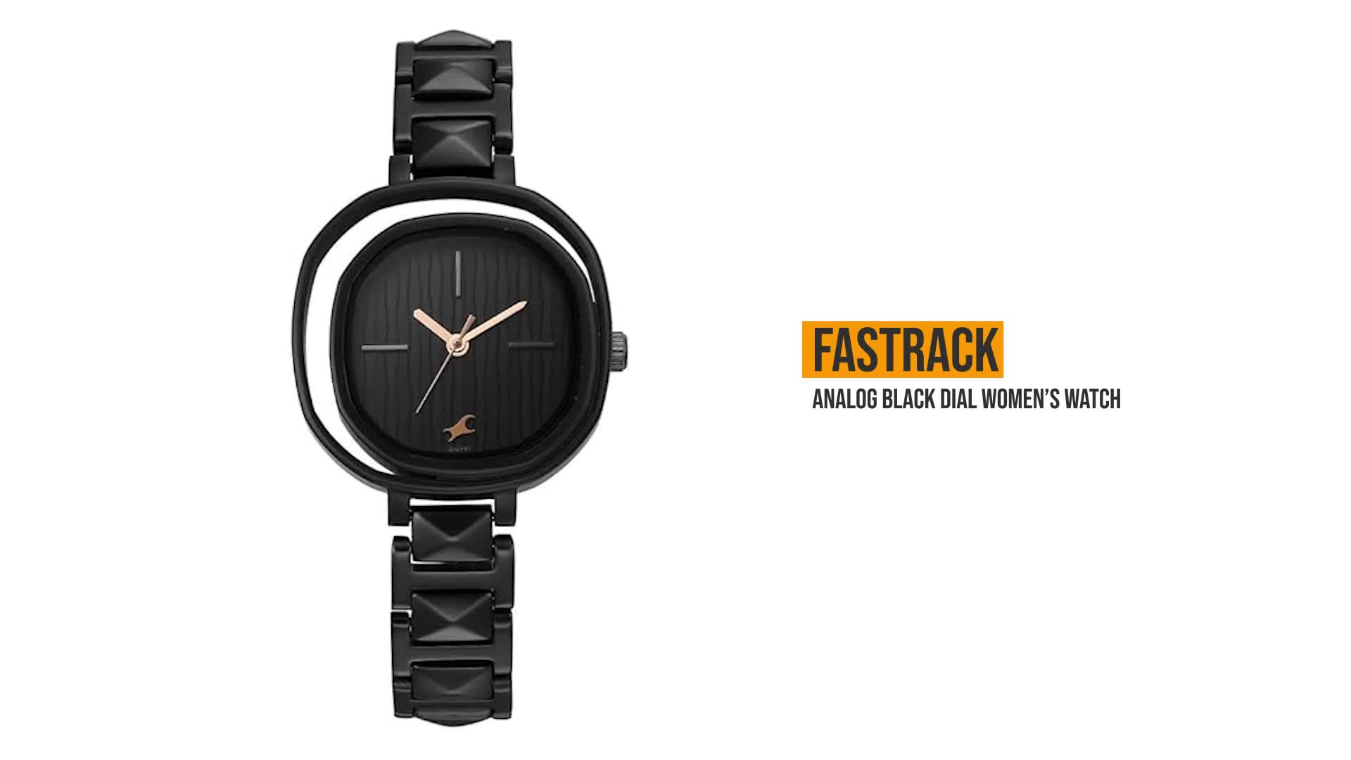 Fastrack Opulence Quartz Analog Black Dial Black Metal Strap Watch