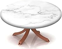 Vista 34 de Mantel con patrón de mármol, borde elástico, adecuado para catering y cocina, se puede limpiar para mesa redonda de comedor, para mesas redondas