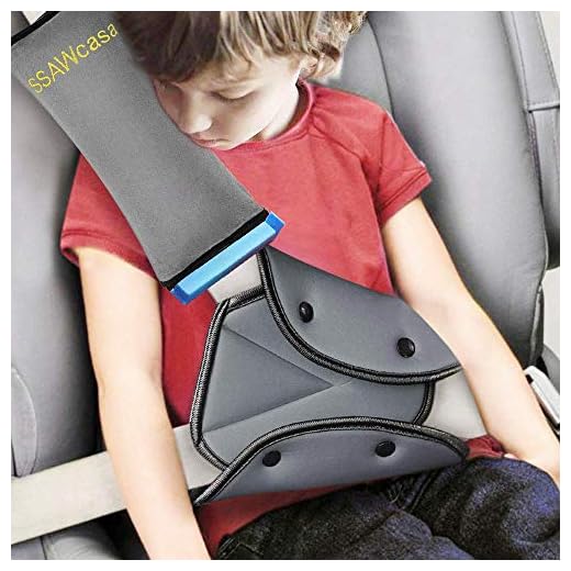 Seat Belt Adjuster and Pillow with Clip for Kids Travel,Neck Support Headrest Seatbelt Pillow Cover & Seatbelt Adjuster for Child,Car Seat Strap Cushion Pads for Baby Short People Adult (Gray)
