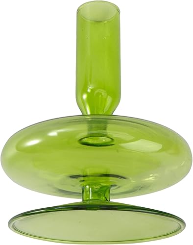 Portavelas de cristal retro de 5 pulgadas, soplado a mano, soporte para velas, candelabros, jarrón de flores, centro de mesa para boda, día de San