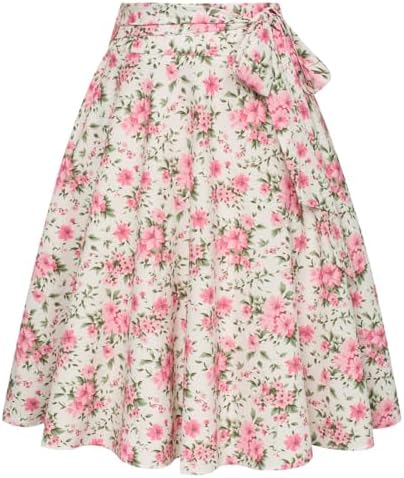 Belle Poque Women's High Waist A-Line Pockets Skirt Skater Flared...