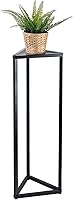 Vista 1 de MyGift Soporte para plantas de 36 pulgadas de alto para interiores, soporte de esquina triangular moderno, de madera soplada grande y marco de metal
