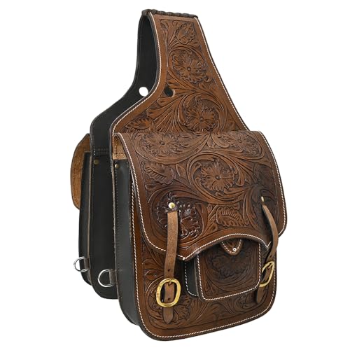 HILASON Soft Leather Horse Saddle Bag Black