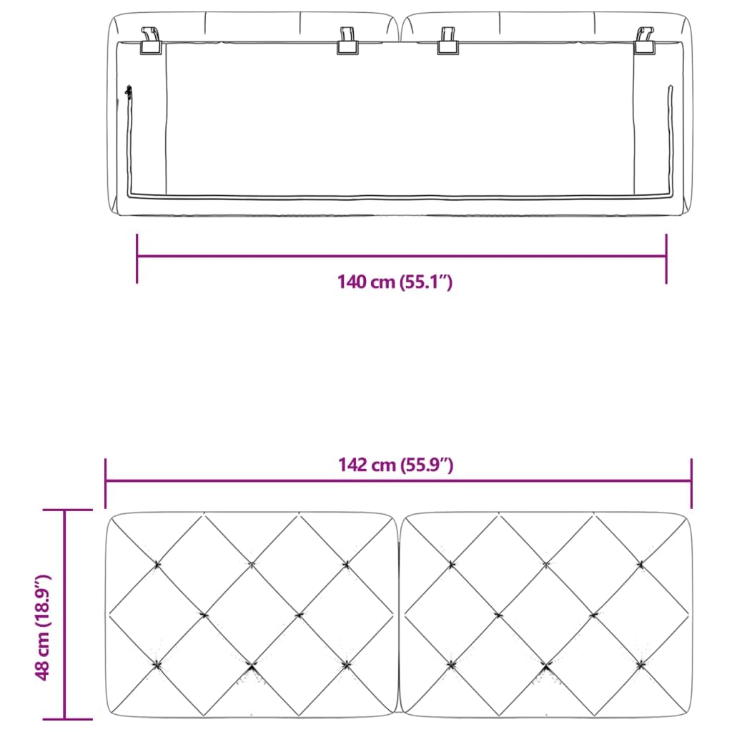 vidaXL Kissen für Kopfteil, Wandpolster Polsterpaneel Bettkopfteil, Rückenkissen Polsterkopfteil Wandkissen Schlafzimmer, Dunkelgrau 140cm Samt