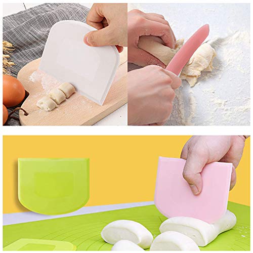 Teigschaber Teigschaberkarte Silikon,Dough Scraper card Spatelset für Kuchen, Pizza, Brotschneiden, Küchenbedarf für Brot Backen Kuchen Enthusiasten Anfänger Profi Bäcker (Weiß+Grün) 6