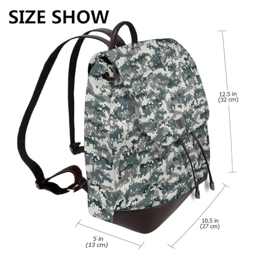Green Pixel Camo Microfiber PU Leather Backpack Lightweight Daypack Bag for Travel Business Commute Gym2